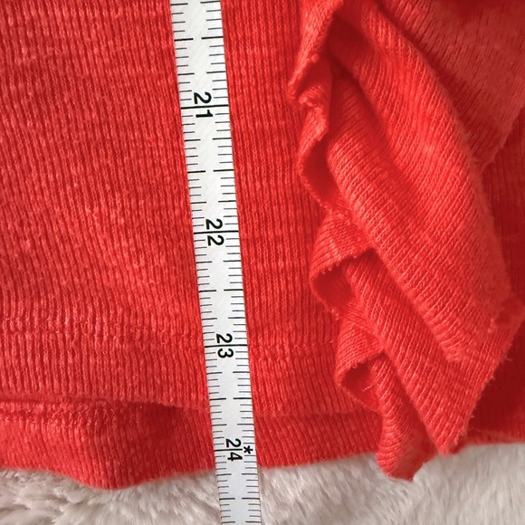Anthropologie Pilcro Ruffle Popover Blouse Top Coral Size S - Picture 5 of 8
